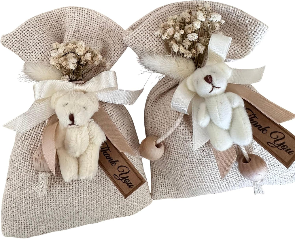 Lavender Scented Cute Teddy Bear Shaped Bag Favors in Bulk • Pouches, Sachets for Drawers • Dried Flower Mini Bouquet Freshners • Baby, Bridal Shower (90 Pieces)