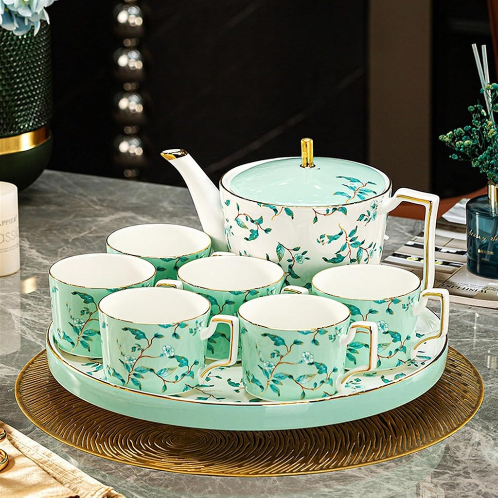Beverage Serveware 8-piece living room hospitality cup set, tea set, kettle, stylish teapot, ceramic coffee set with cup Water Carafe