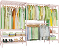 Ulif E11 Heavy-Duty Garment Rack, Metal Freestanding Clothes Rack and Closet Storage Organizer System with 8 Shelves and 4 Hanger Rods, (73.2-97.6)' W x 14.5' D x 71.2' H, Load 1034 LBS, Pink