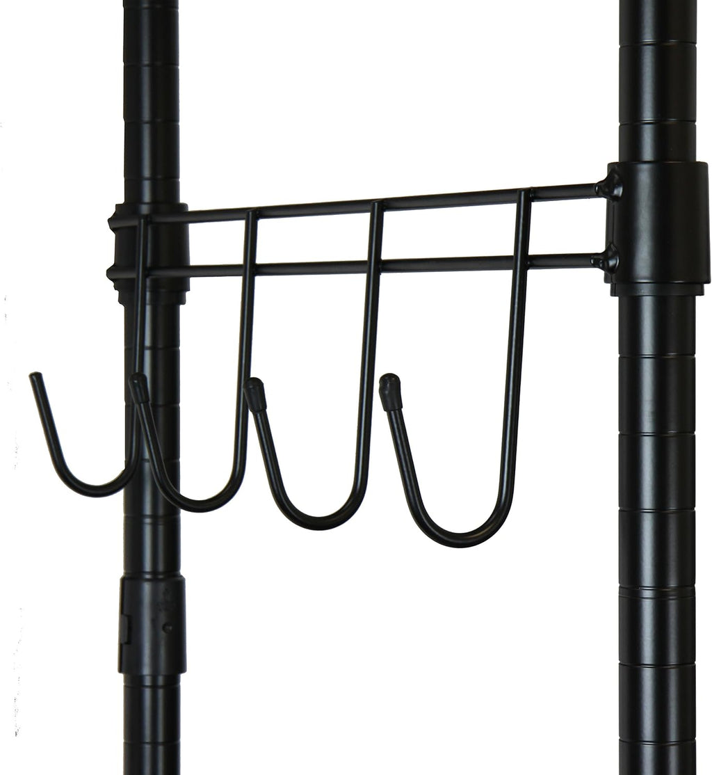 Oceanstar Heavy Duty Rolling Storage Garment Rack with Adjustable Shelves and Hook,Black