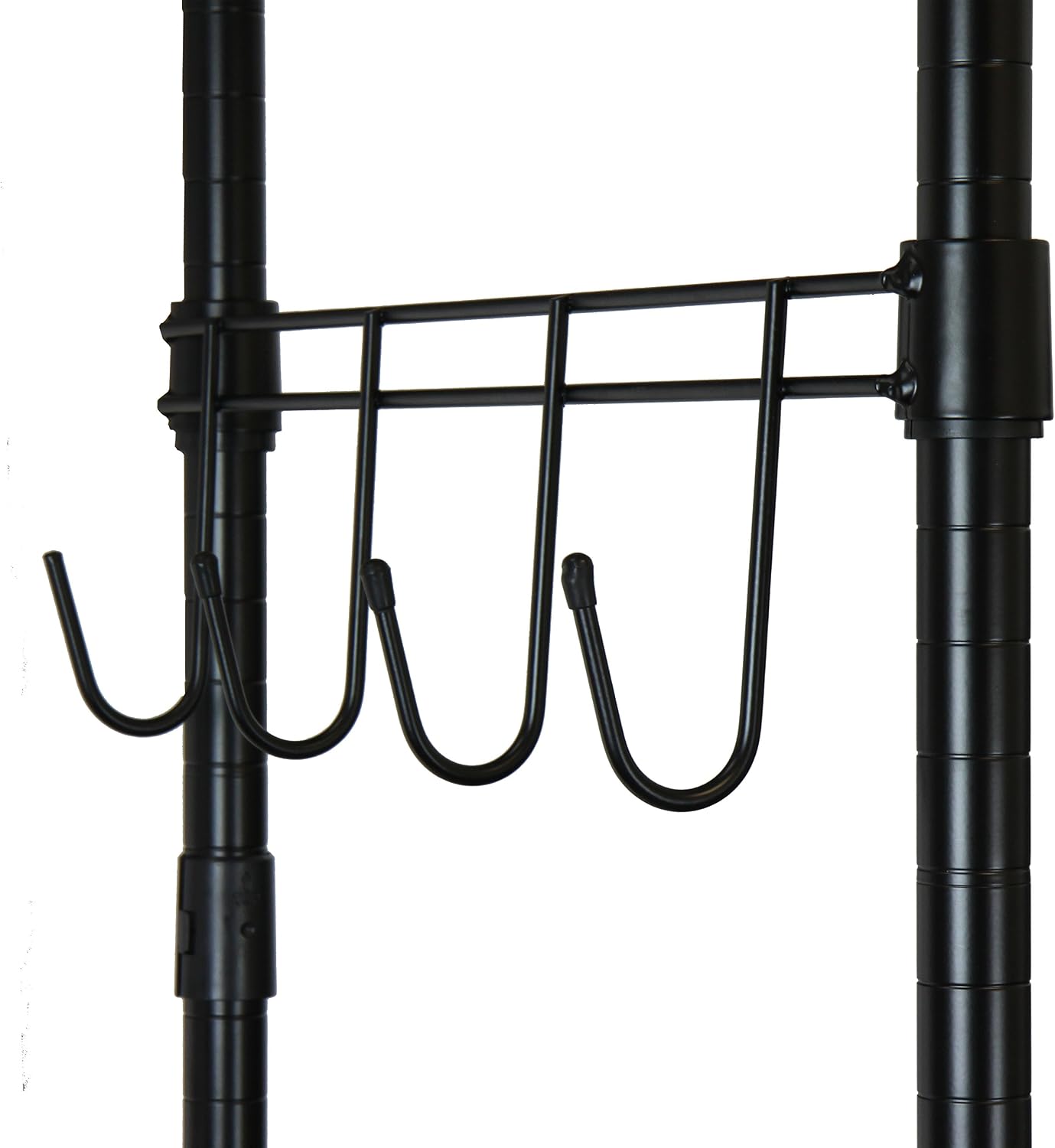 Oceanstar Heavy Duty Rolling Storage Garment Rack with Adjustable Shelves and Hook,Black