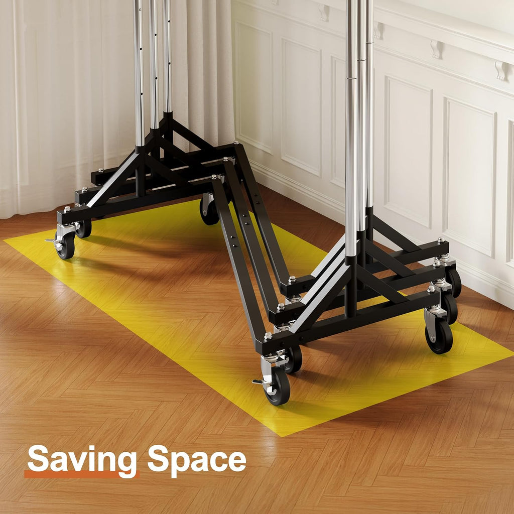 HOKEEPER Clothes Rack Z Rack Clothing Rack Commercial Garment Rack with Lockable Wheels Height Adjustable Coat Rack Heavy Duty Clothes Rack for Bedroom, Living Room, Laundry, Balcony 71' H, 2 Pack