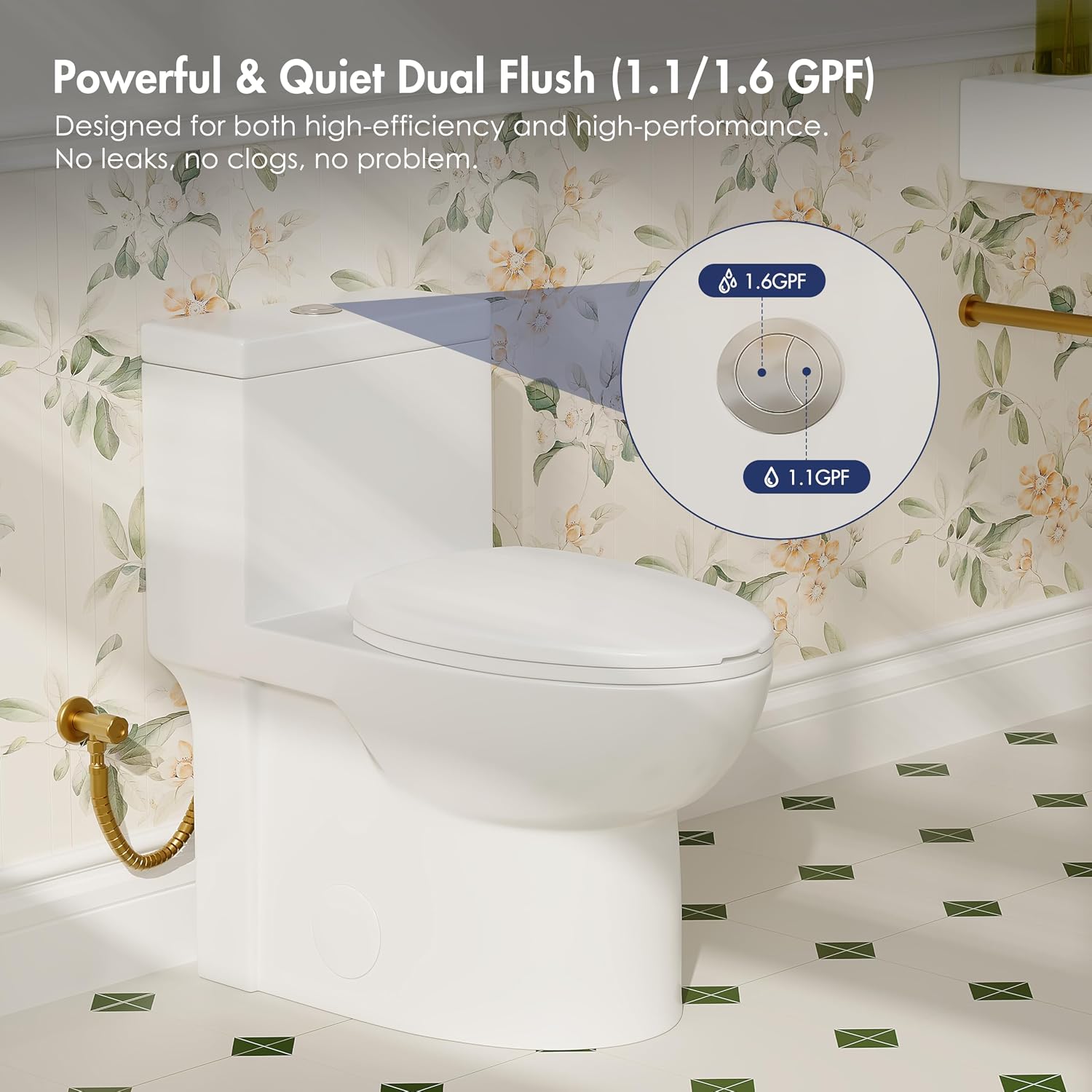 Eridanus One Piece Toilets for Bathroom, Elongated Toilet with Compact Soft Closing Seat, ADA Compliant 17' Toilet Bowl, 12' Rough in, Powerful Dual Flush 1.1/1.6 GPF, Modern Ceramic White