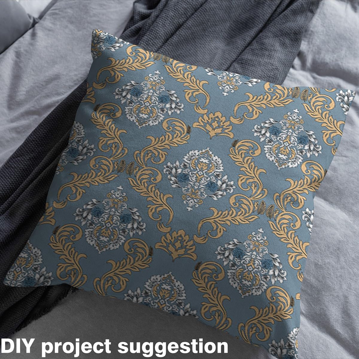 Feelyou Adults Gothic Vintage Floral Damask Fabric Set,Antique Victorian Baroque Fabric by The Yard Kids 10 Yard Bedroom Room Decor Floral Damask Upholstery Fabric for Chairs Soft Flannel