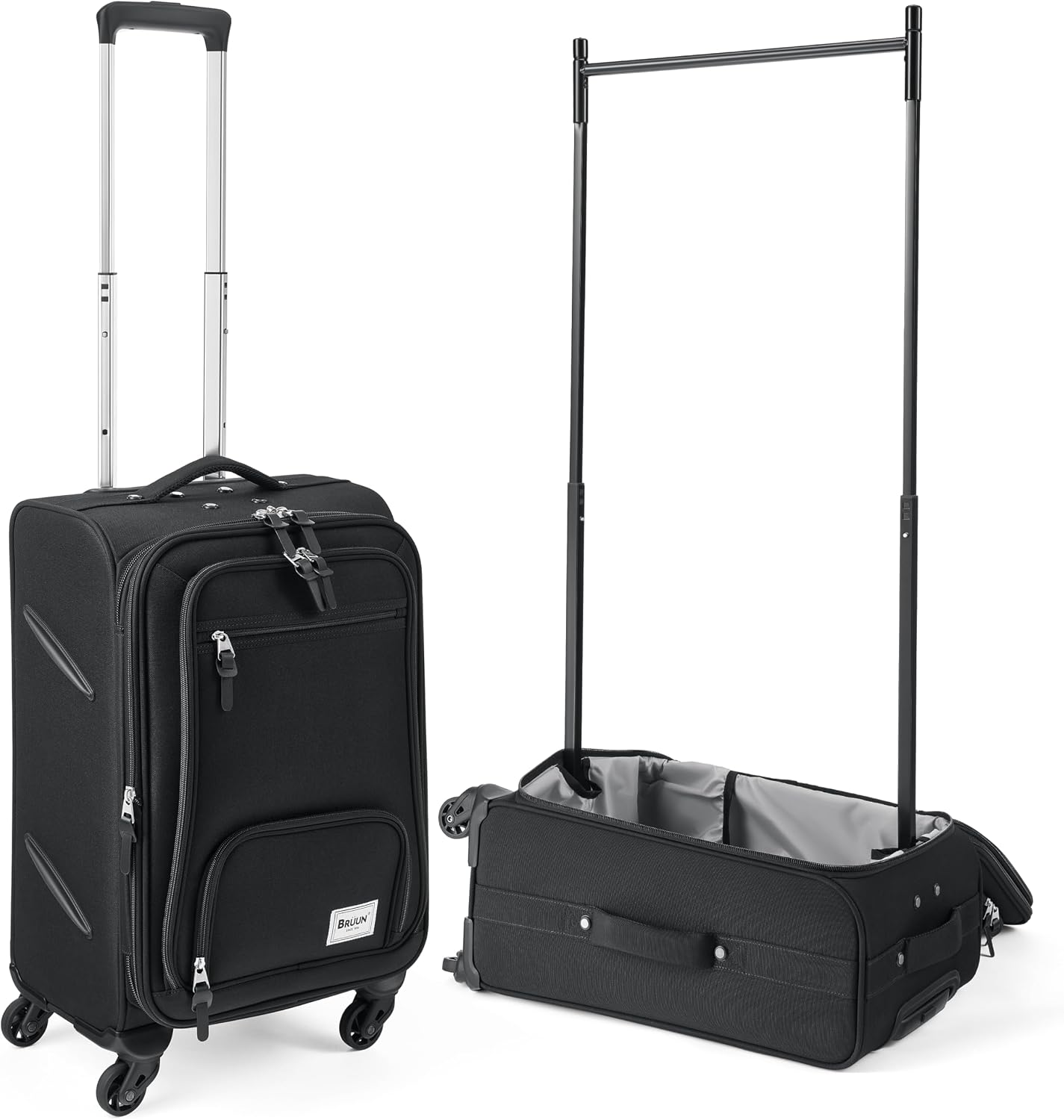 BRÜUN Dance Bag with Garment Rack – Dance Competition Carry-On Black Rolling Trolley Carrier with 360° Spinner Wheels for Travel Luggage Closet Suitcase – Designed for Men, Women