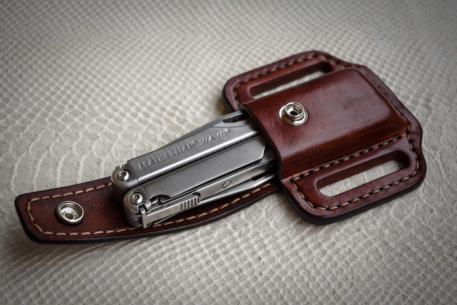 Closed top pancake sheath for Leatherman Wave, custom knife case, Multi tool holster, every day carry knife, handmade sheath