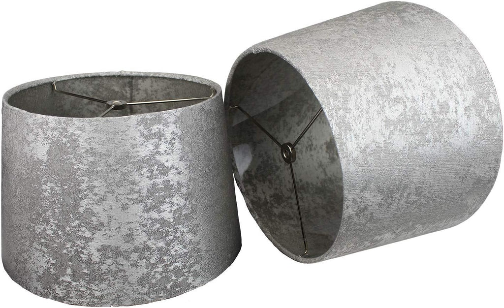 FenchelShades.com Set of 2 Lampshades 10' Top Diameter x 12' Bottom Diameter x 8' Slant Height with Washer (Spider) Attachment. Attaches to Lamps with an existing Harp (not included) (Sterling)