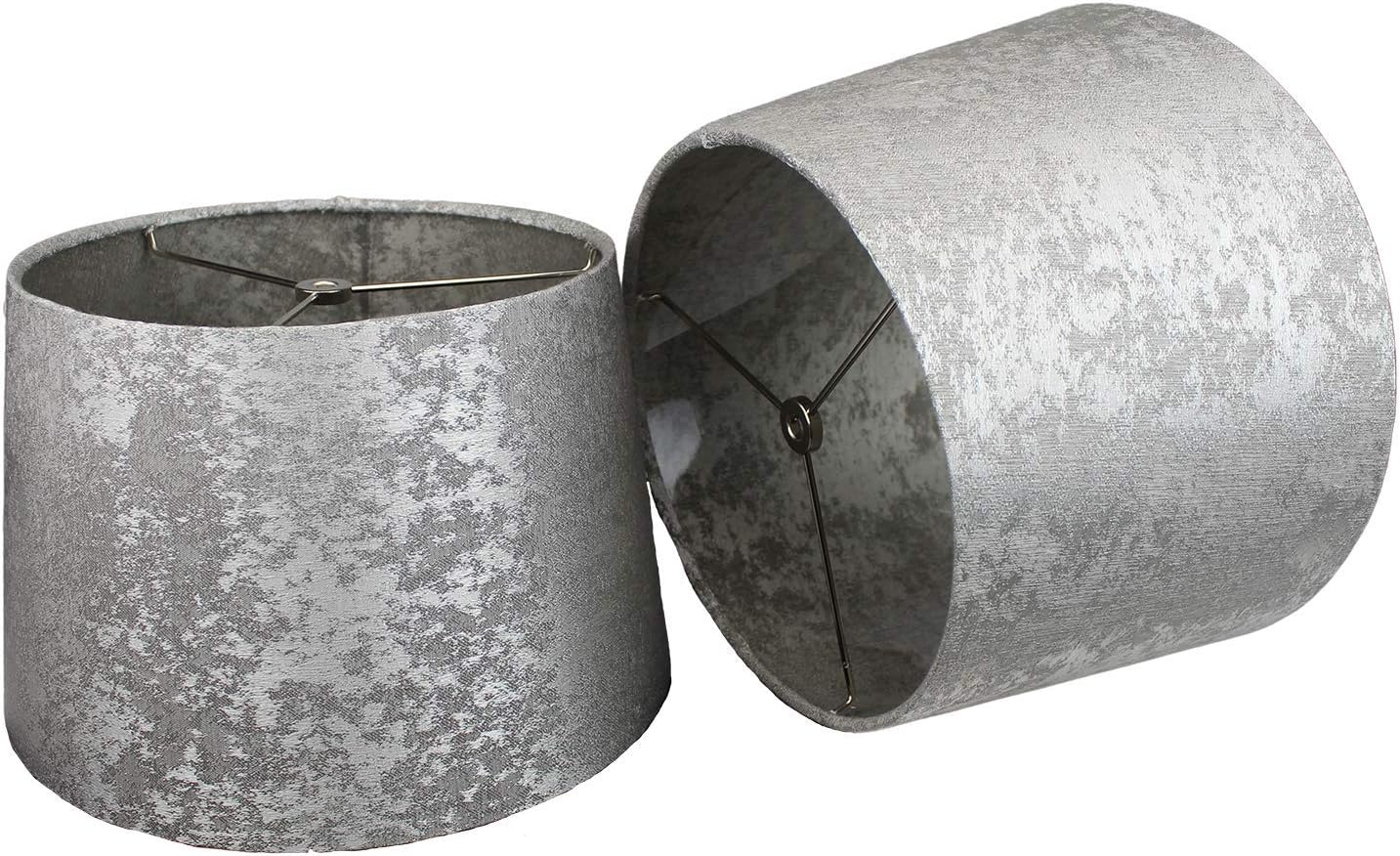FenchelShades.com Set of 2 Lampshades 10' Top Diameter x 12' Bottom Diameter x 8' Slant Height with Washer (Spider) Attachment. Attaches to Lamps with an existing Harp (not included) (Sterling)