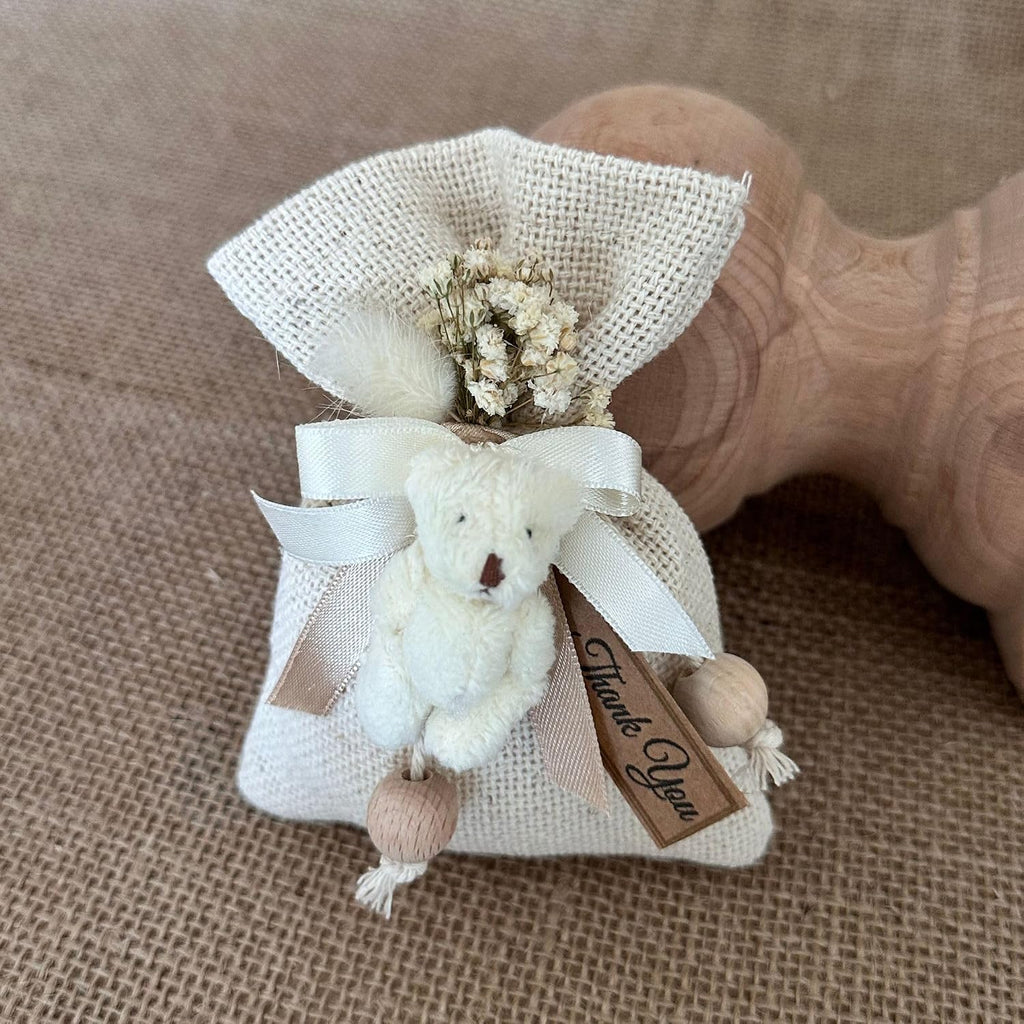 Lavender Scented Cute Teddy Bear Shaped Bag Favors in Bulk • Pouches, Sachets for Drawers • Dried Flower Mini Bouquet Freshners • Baby, Bridal Shower (70 Pieces)