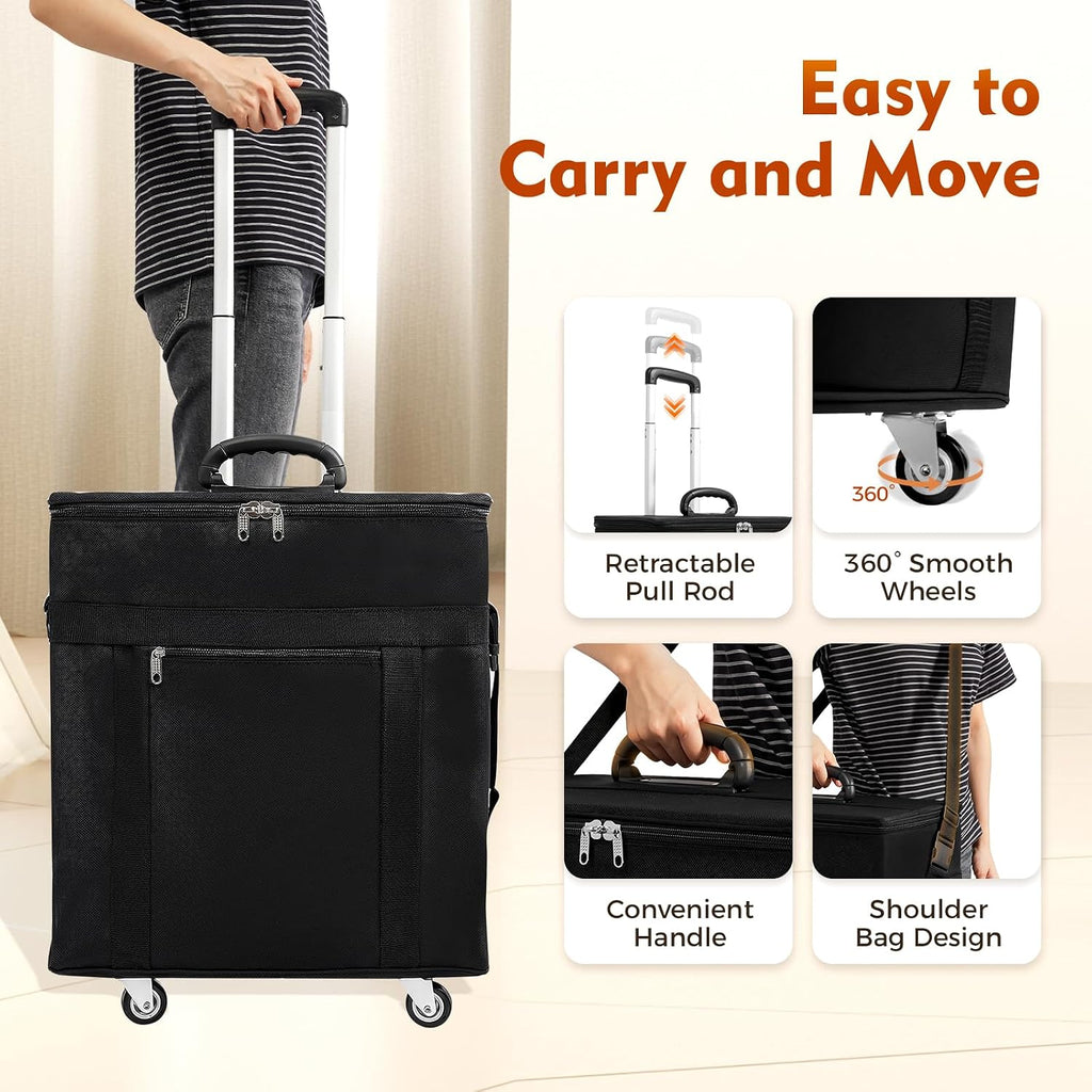 180 Slot Eyeglasses Storage Trolley Case, Optical Gasses Frame Display Trolley Case with 4 Wheels, Portable Eyewear Storage Collector Display Trolley Suitcase with 12 Independent Trays, Smooth Zip