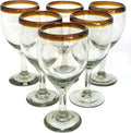 Amber Rim 13 oz Wine Glasses (set of 6), Recycled Glass, Lead-free, Toxin-Free (13oz Wine)