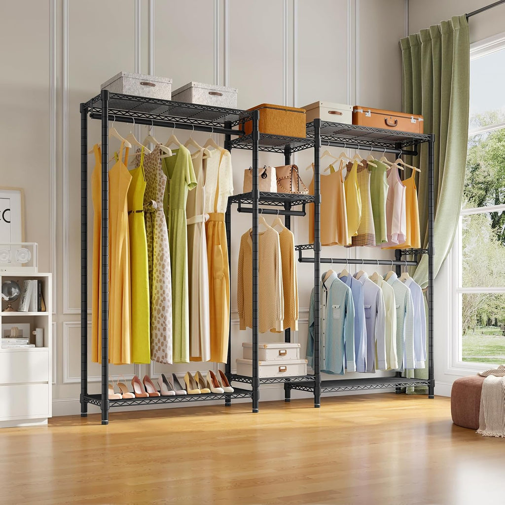 VIPEK Classic V6 Plus Wire Garment Rack Heavy Duty Clothing Rack for Hanging Clothes, Metal Freestanding Closet Wardrobe Rack Portable Clothes Rack, 84.7' L x 15.7' W x 76.4' H, Load 1120lbs, Black