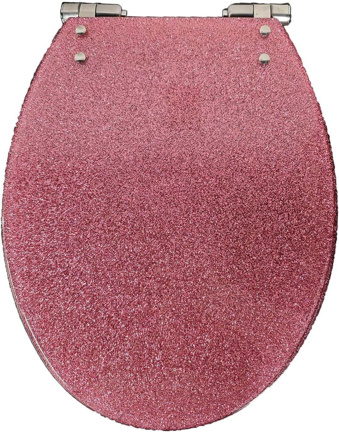 Toilet Seat Soft Close, Oval Glitter Toilet Seat with Quick Release, Toilet Lid with Top Fixing, Resin Toilet Seat(Pink)