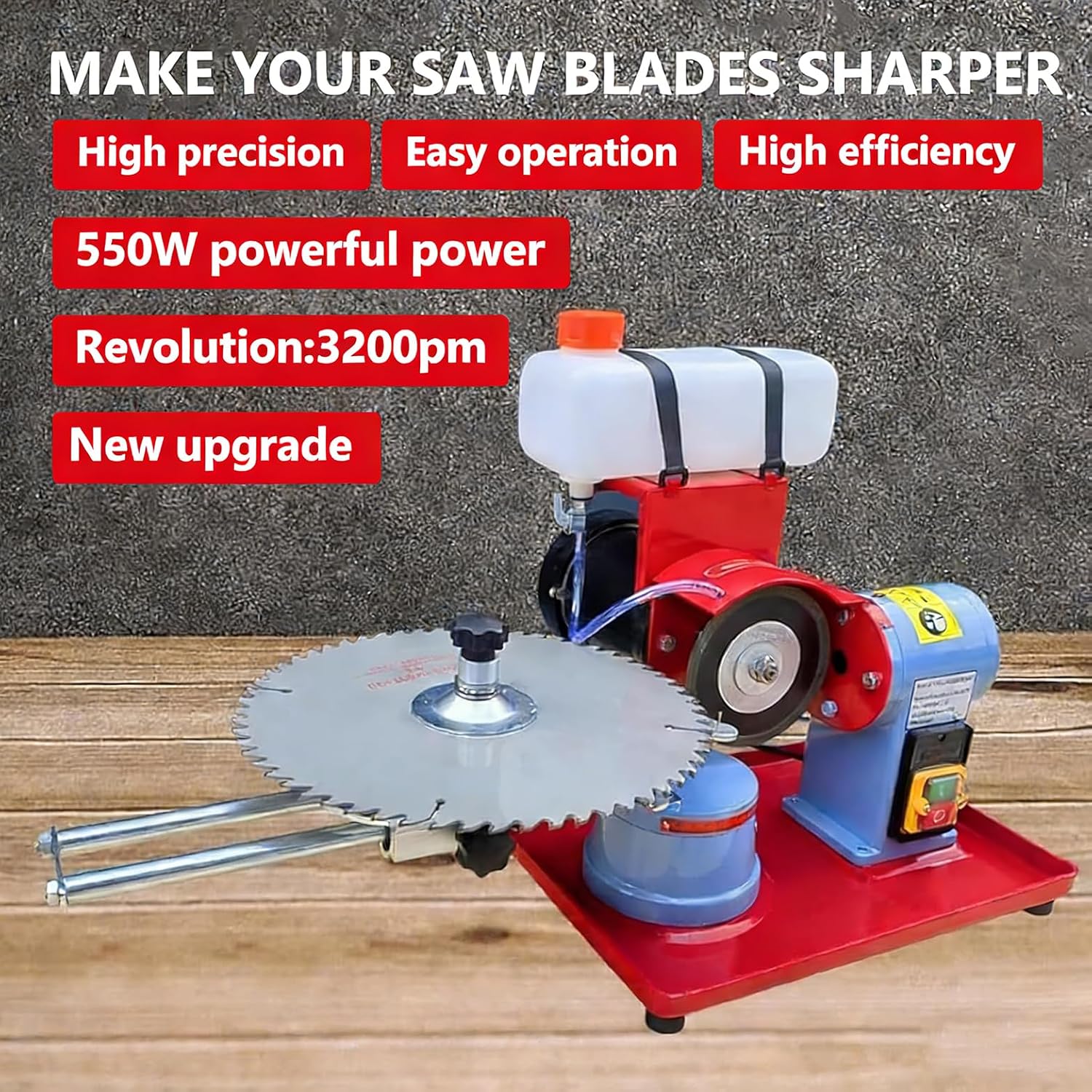 550W Saw Blade Sharpener for Carbide Tips 80-700mm, Multi Tool Polishing Machine with Water Tank, Dry Wet Carbide Tips Sharpening Tool for Wood and Plastic