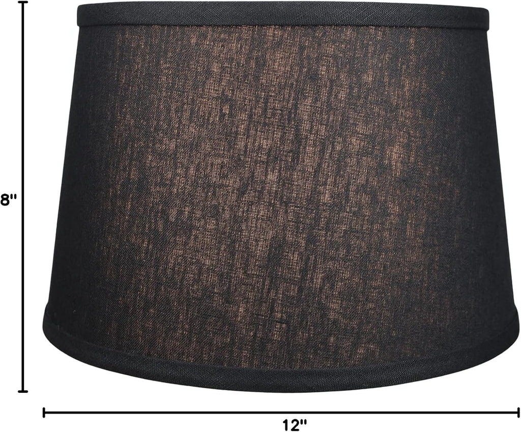 FenchelShades.com Set of 2 Lampshades 10' Top Diameter x 12' Bottom Diameter x 8' Slant Height with Washer (Spider) Attachment. Attaches to Lamps with an existing Harp (not included) (Designer Black)