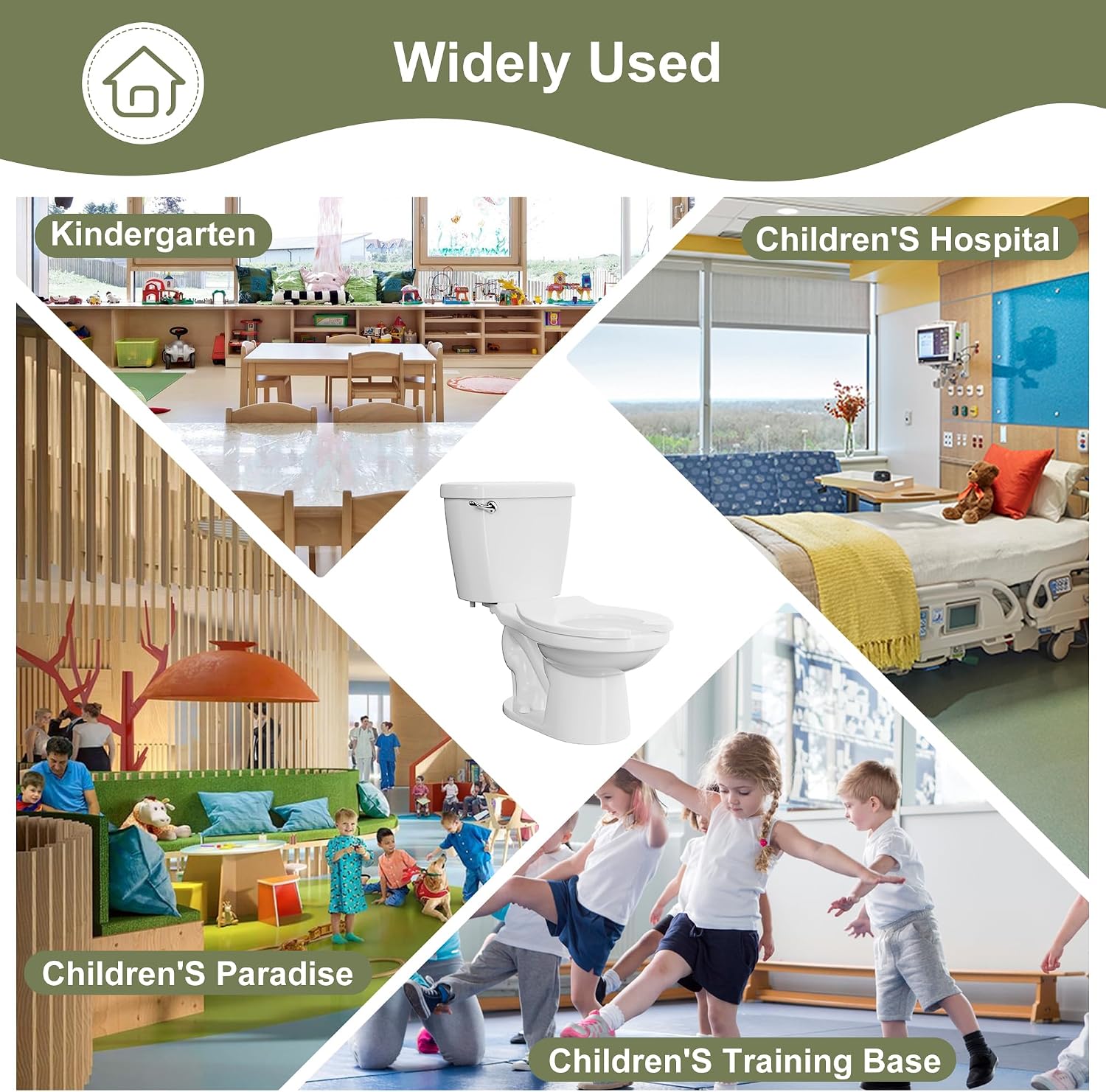 Simple Project Kids Toilet for Bathroom, 10 Inch Ceramic Baby Potty Training with Toilet Bowls, Children Toilets for Daycares,Welfare Home, Kid's Room-10.5' Bowl Height