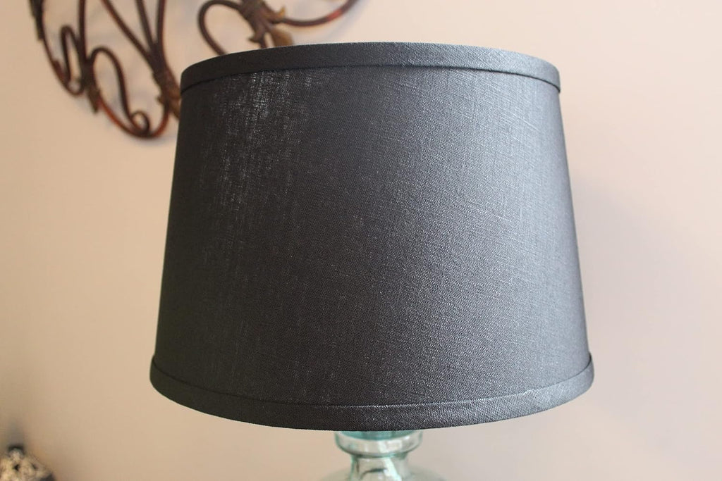 FenchelShades.com Set of 2 Lampshades 10' Top Diameter x 12' Bottom Diameter x 8' Slant Height with Washer (Spider) Attachment. Attaches to Lamps with an existing Harp (not included) (Designer Black)