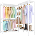 1630 LBS Heavy Duty Clothes Rack with Adjustable Shelves, 5 Tiers L-Shaped Freestanding Closet Organizer and Storage for Hanging Clothes, 85.4' W x 17.4' D x 70.5' H
