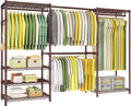 Ulif E1 Heavy Duty Closet Garment Rack, 6 Tiers Adjustable Metal Freestanding Expandable Clothing Storage with 4 Hanger Rods, Easy to Assemble Wardrobe, 71.4' H x (70' - 88.2') L x 14' D, Bronze