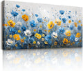 SERIMINO Extra Large Wall Art, Floral Wall Art, Nature Wall Decor, Boho Flower Market Prints, Blue Wildflowers Home Decorations, Aesthetic Pictures for Living Room Bedroom Dining Room Hallway 29'x57'