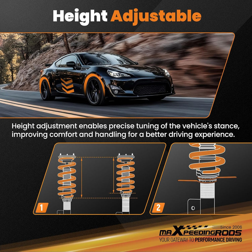 maXpeedingrods Coilovers for Subaru BR-Z 2012-2021, for Scion FR-S 2012-2016, for Toyota 86 2017-2020, 24 Levels Rebound & 12 Levels Compression Damping Adjustable C3 Upgraded Series Lowering Kits