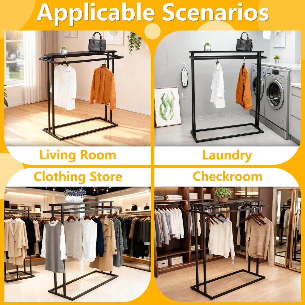 Clothes Rack with Wheels, Garment Rack Display Stand, Metal Clothes Hanger with Double Rod, Boutique Retail Stores Storage Rack(black, 120cm/47 L)