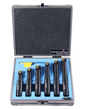 Accusize Industrial Tools Round Shank Indexable Boring Bar, 5/8 in | 6-Piece Set with TCMT 21.5 Carbide Inserts, 90 Degree, Bore Depth 1-1/4 in to 2-7/8 in, 2627-9106
