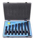 Accusize Industrial Tools Round Shank Indexable Boring Bar, 3/4 in | 8-Piece Set with TCMT 21.5 and TCMT 22 Carbide Inserts, 90 Degree, Bore Depth 1-3/8 in to 3-1/2 in, 2627-9108