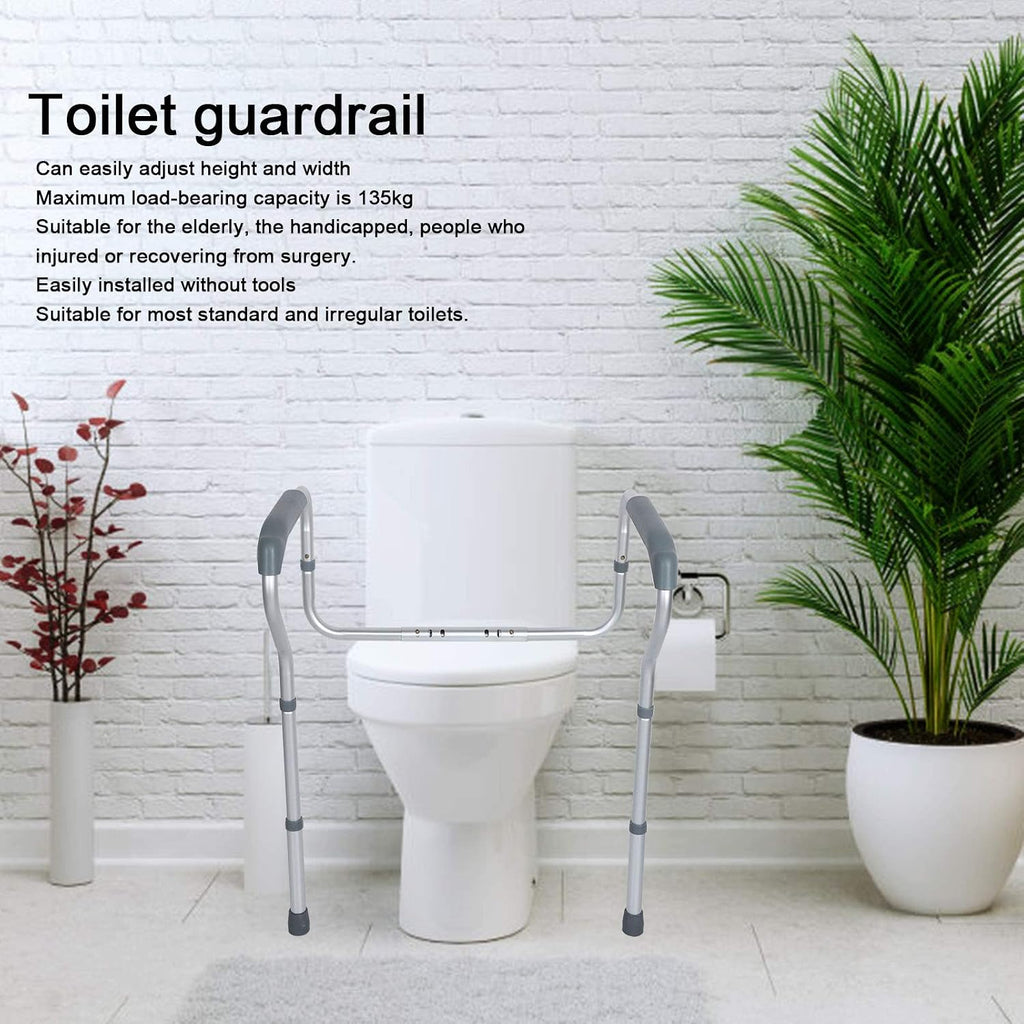 Adjustable Toilet Safety Rails for Seniors Aluminum Toilet Seat Riser, Secure rt e Easy Aess Commode Riser for Elderly