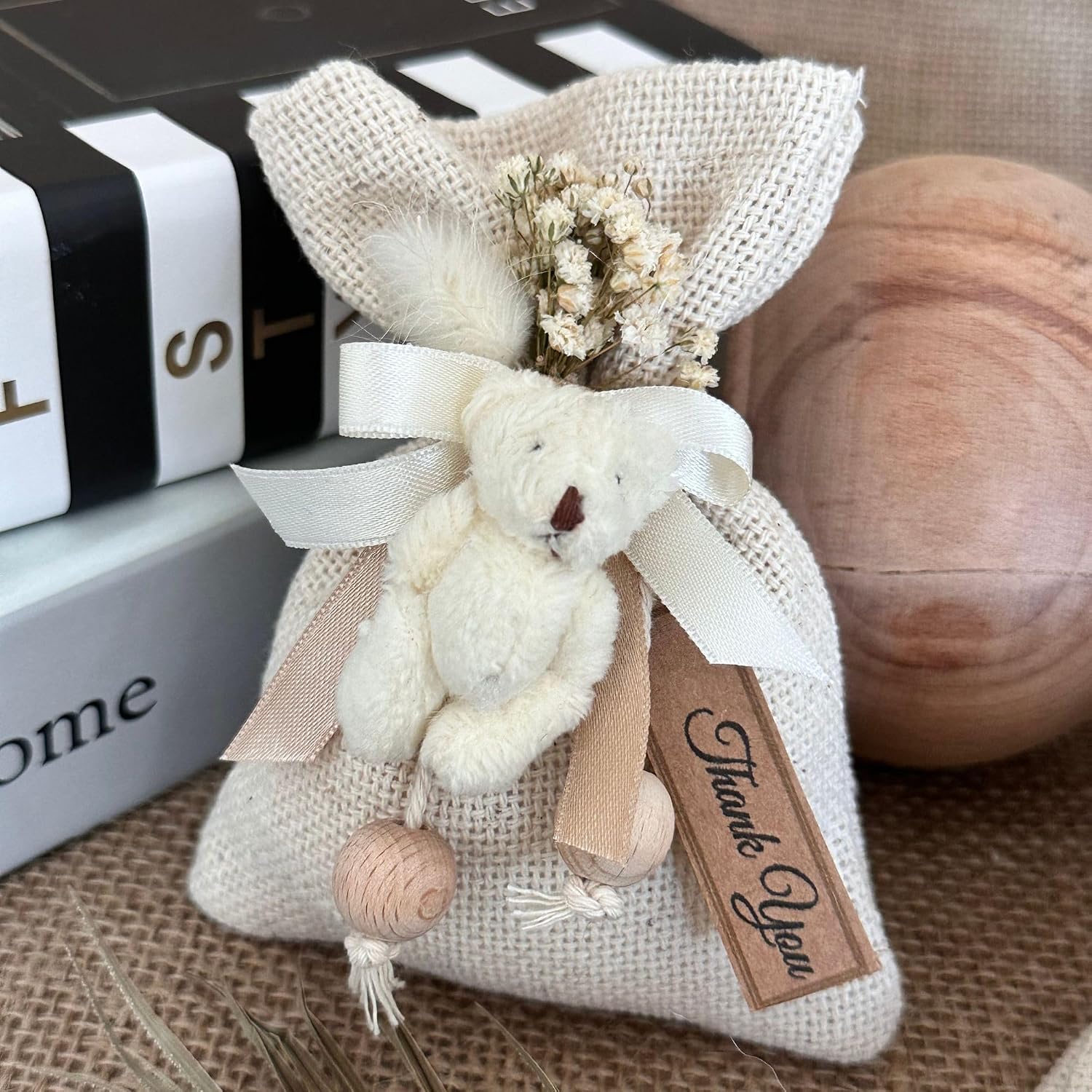Lavender Scented Cute Teddy Bear Shaped Bag Favors in Bulk • Pouches, Sachets for Drawers • Dried Flower Mini Bouquet Freshners • Baby, Bridal Shower (100 Pieces)