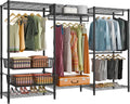 VIPEK V10 Garment Rack Large Size Heavy Duty Clothes Rack with Hanging Rods, Adjustable Shelves & 2 Slid Storage Baskets, Wire Clothing Rack 68.9' W x 15.7' D x 76.4' H, Max Load 920 LBS, Black