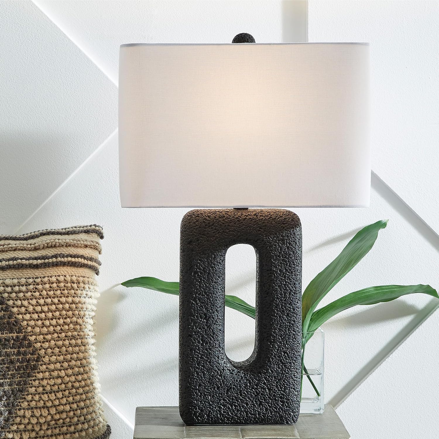 Signature Design by Ashley Wimmings Contemporary Textured Polyresin Table Lamp with 3-Way Switch, Set of 2, Black