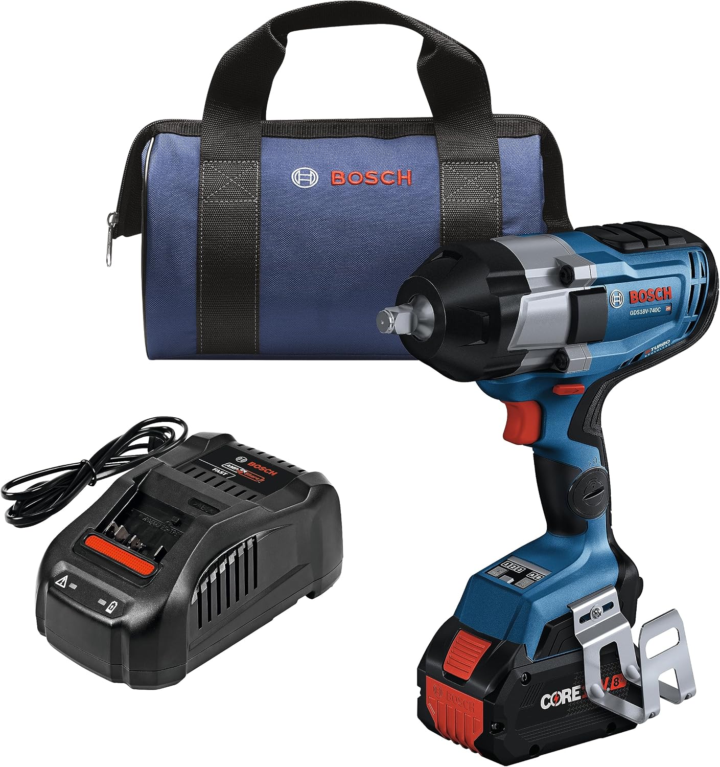 BOSCH GDS18V-740CB14 PROFACTOR™ 18V Connected 1/2 In. Impact Wrench Kit with Friction Ring and (1) CORE18V 8 Ah High Power Battery