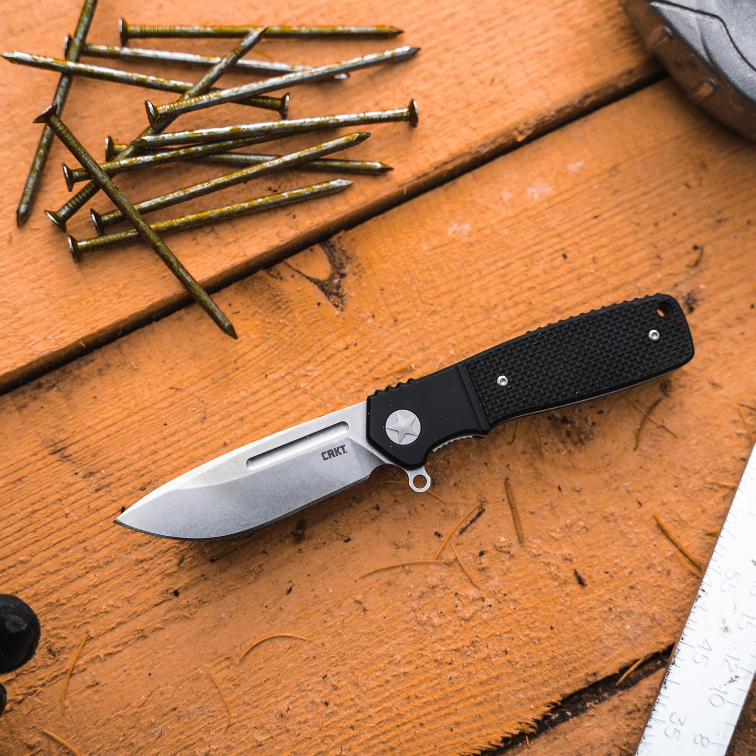 CRKT Homefront Compact Everyday Carry EDC Folding Knife with Liner Lock: S35VN Steel Plain Edge Blade, G10 Handle with Aluminum Bolster, K246KXP