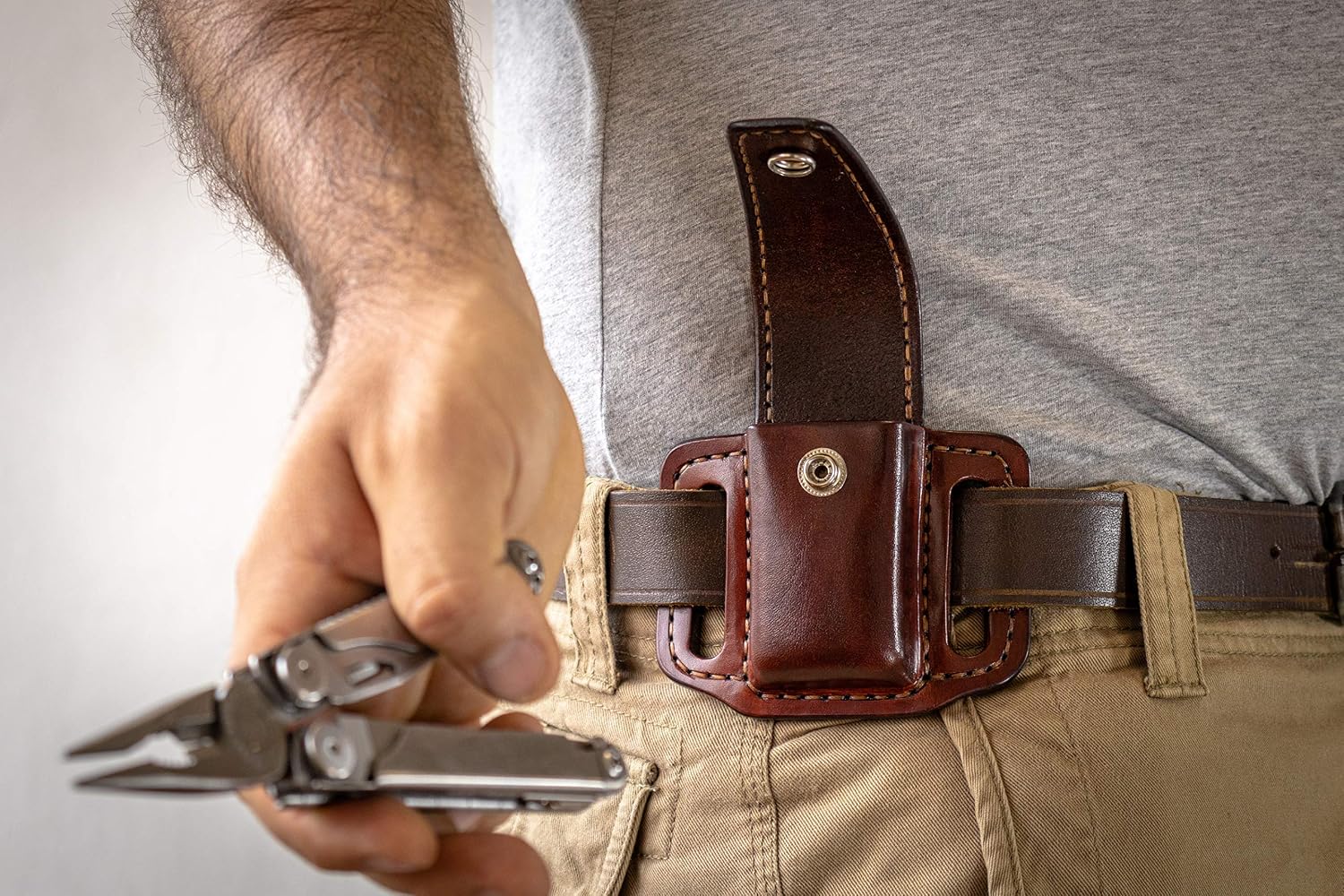Closed top pancake sheath for Leatherman Wave, custom knife case, Multi tool holster, every day carry knife, handmade sheath