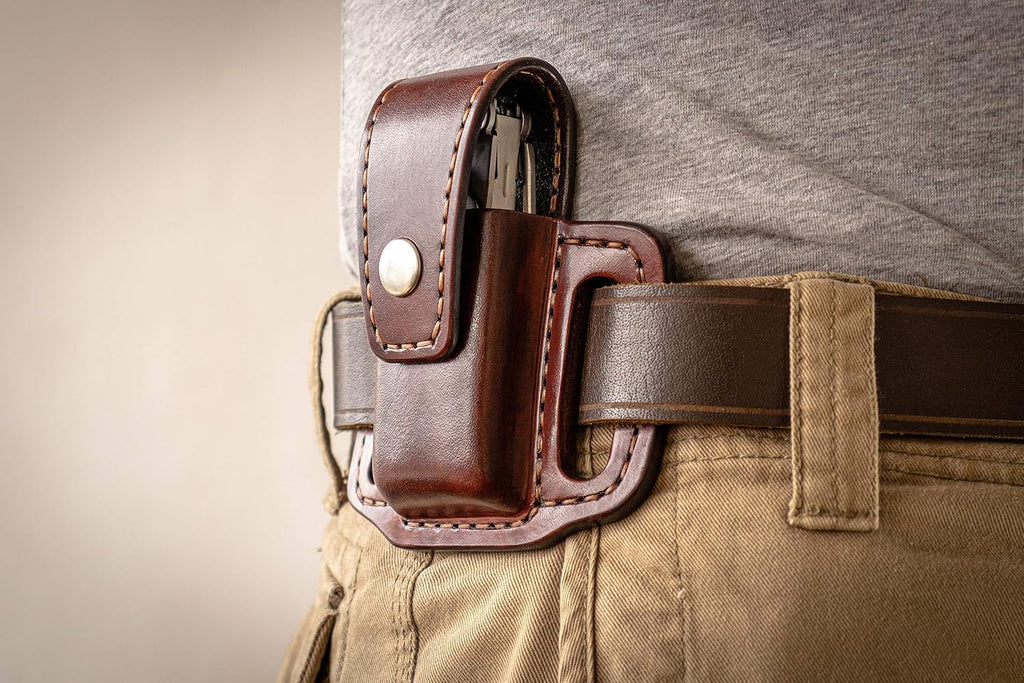 Closed top pancake sheath for Leatherman Wave, custom knife case, Multi tool holster, every day carry knife, handmade sheath