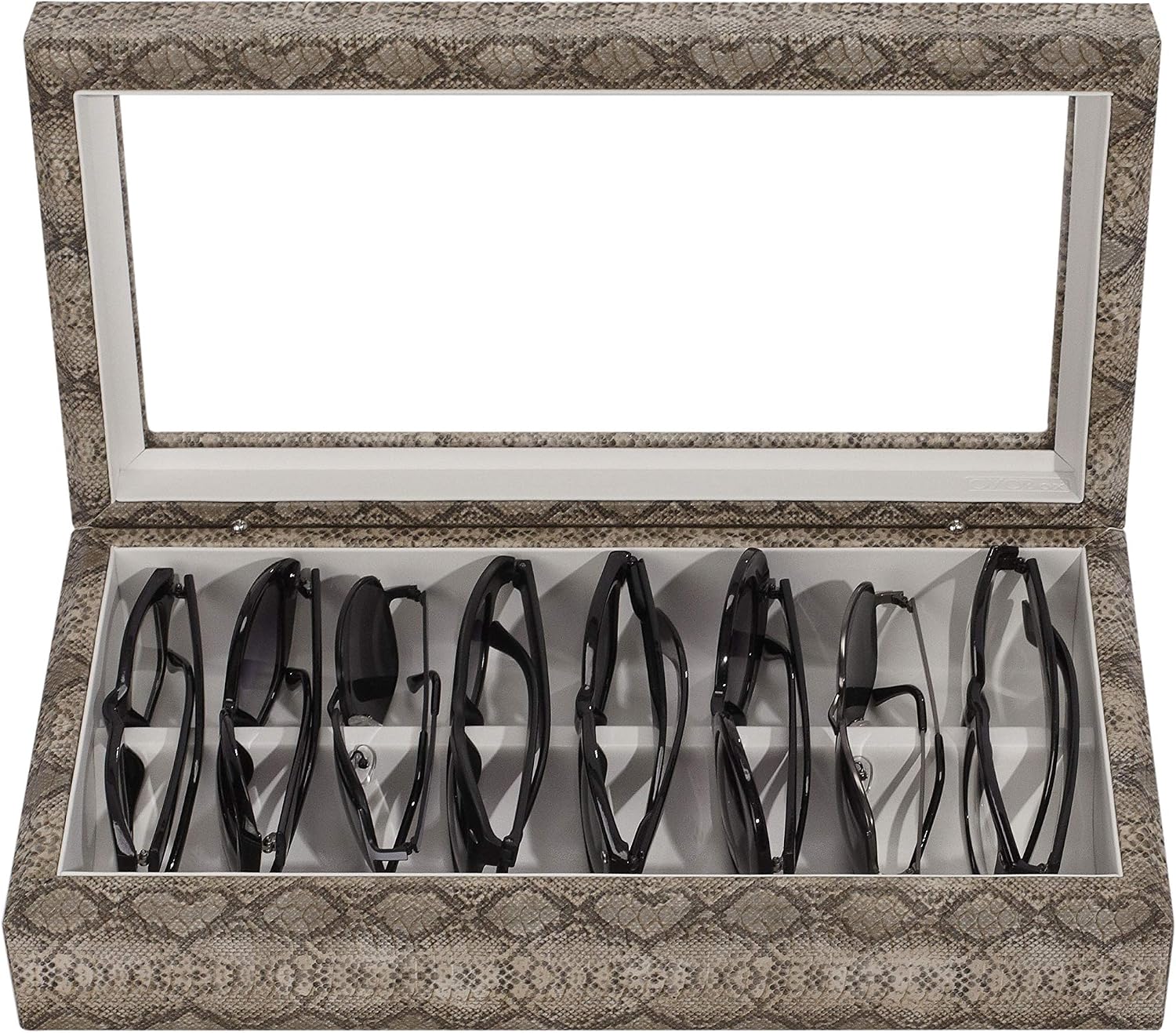 OYOBox Maxi Luxury Eyewear Organizer, Wood Box for Glasses + Sunglasses, Exotic Print Collection
