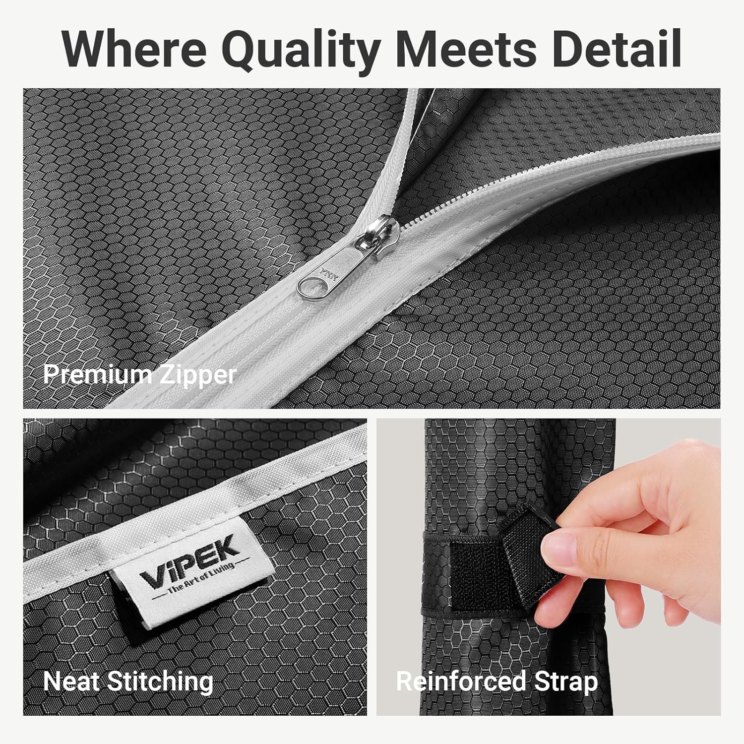 VIPEK R3C Rolling Clothes Rack With Cover Portable Closet for Hanging Clothes, Heavy Duty Garment Rack Freestanding With Wheels & Side Hooks, Black With Upgraded Polyester Cover
