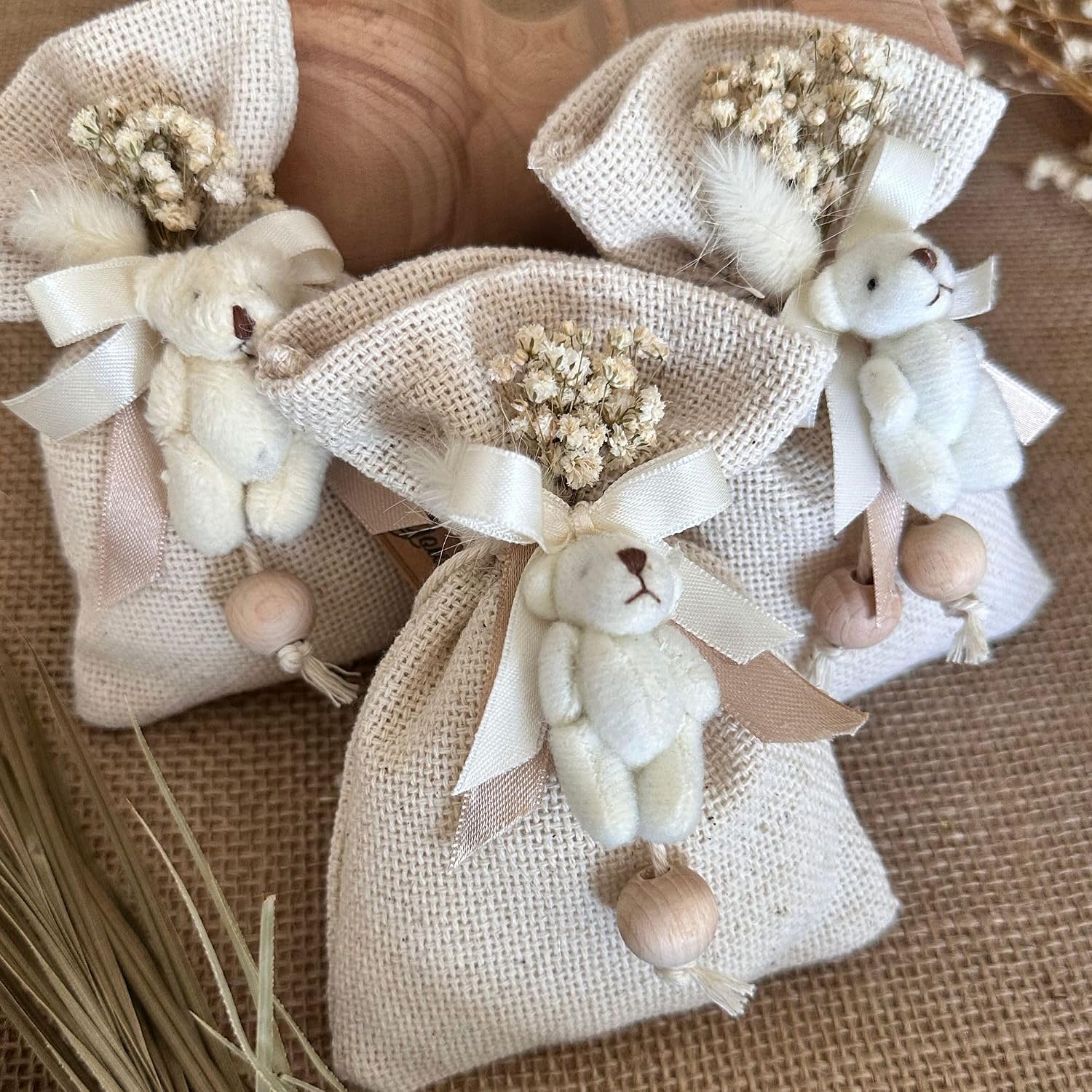 Lavender Scented Cute Teddy Bear Shaped Bag Favors in Bulk • Pouches, Sachets for Drawers • Dried Flower Mini Bouquet Freshners • Baby, Bridal Shower (70 Pieces)