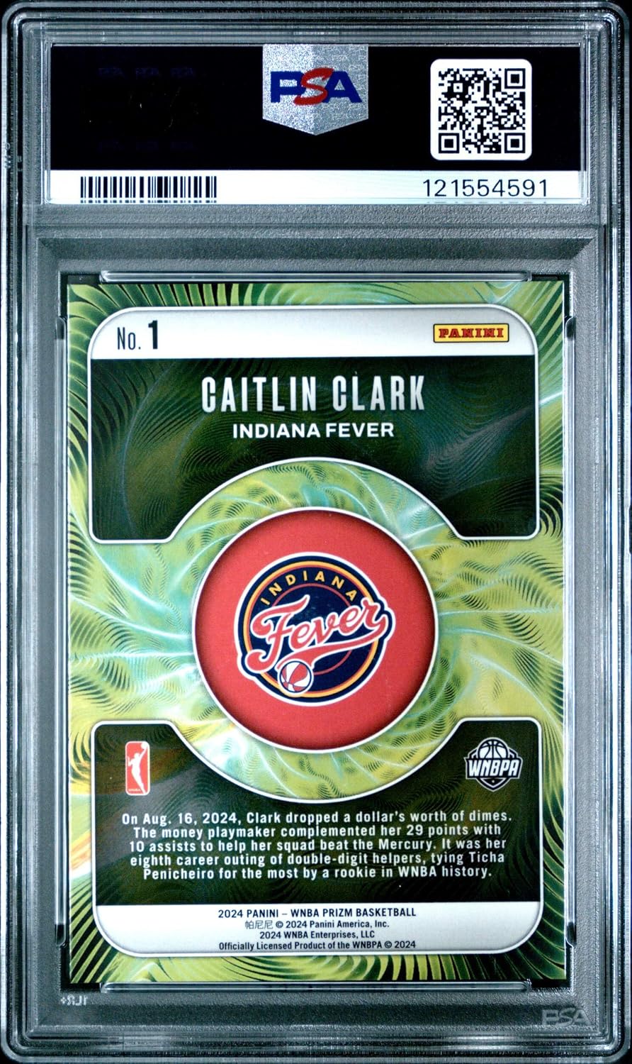 Graded 2024 Panini Prizm Caitlin Clark #1 Fractal Rookie RC Basketball Card PSA 10 Gem Mint