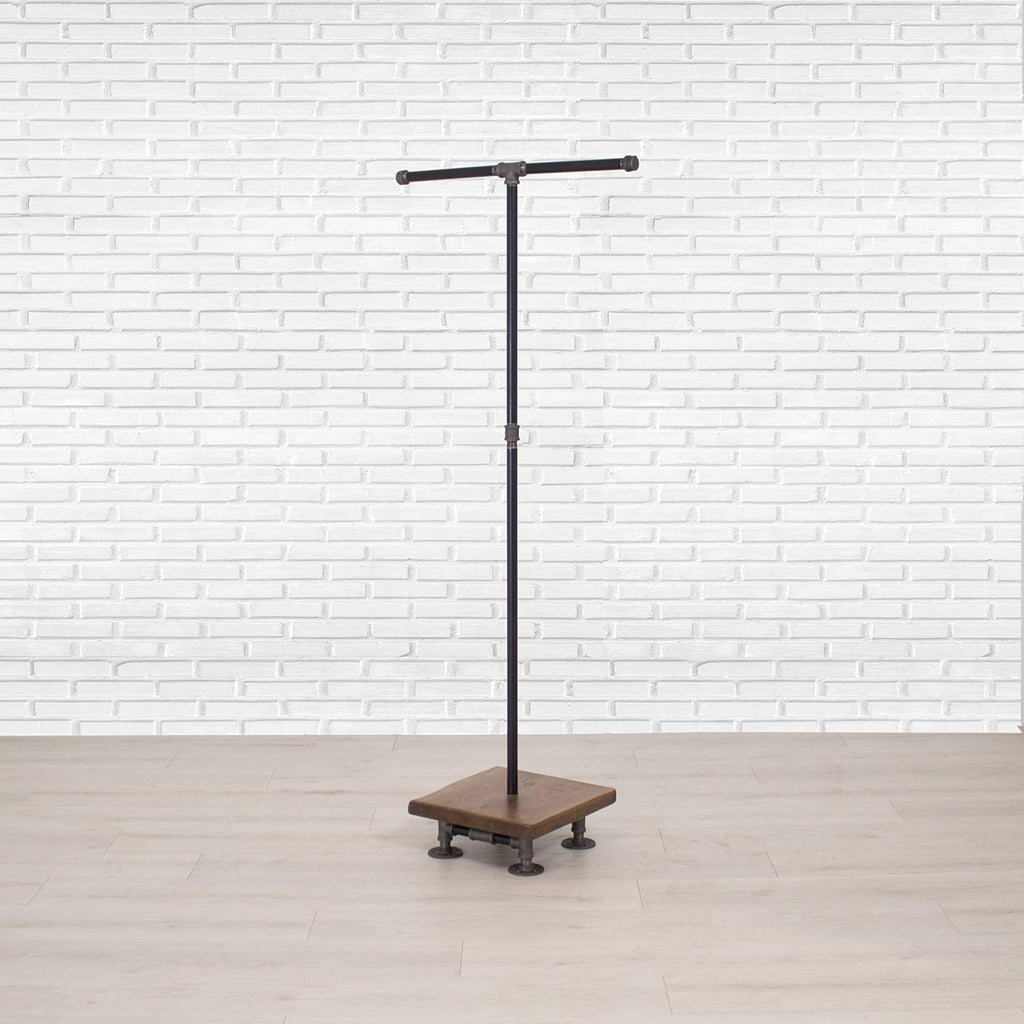 Industrial Pipe and Wood Clothes Rack 2-Way, Garment Rack, Clothing Rack, Closet Organizer, Clothing Storage and Display, Wood Shelving