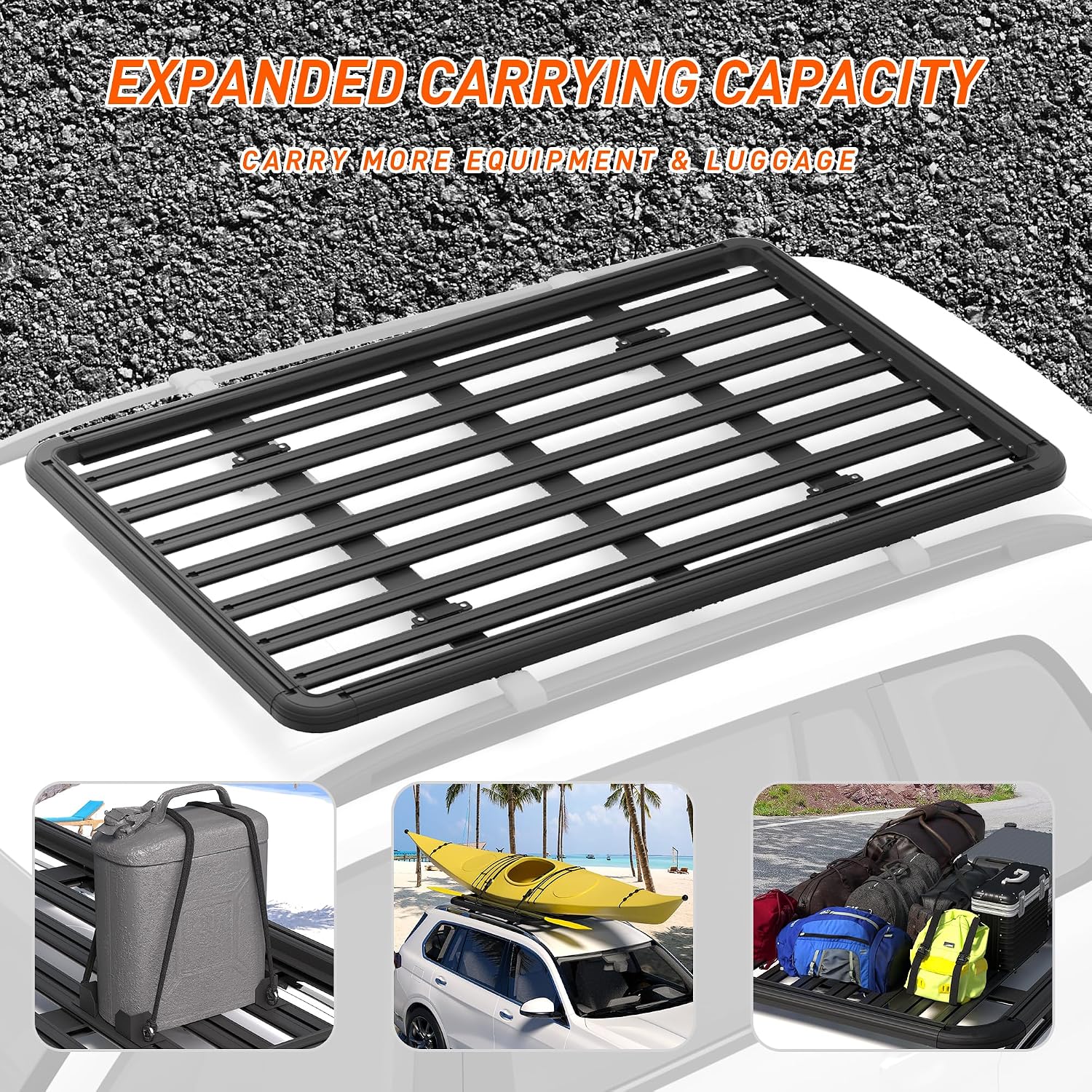 WILDROAD Aluminum Roof Platform, 83' x 52' Universal Flat Roof Rack Heavy Duty Roof Rack Platform with 10 Sets Eye Bolt Nut and T-Screws Anchoring Kit Fits for SUV, Truc