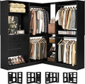 Unikito 86' Closet System, Corner Closets Organizer with Hanging Rods and Mirror, Freestanding Adjustable Clothes Garment Racks with Drawers, Sturdy Walk in Closet Kit with 3 Set Closets Tower, Black