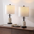 JONATHAN Y 20.5' Oil Rubbed Bronze/Clear Fillable Glass Table Lamp Set of 2, Modern Nightstand Lamps for Living Room Bedroom Office, White Linen Shade, LED Bulbs Included JYL8508A-SET2