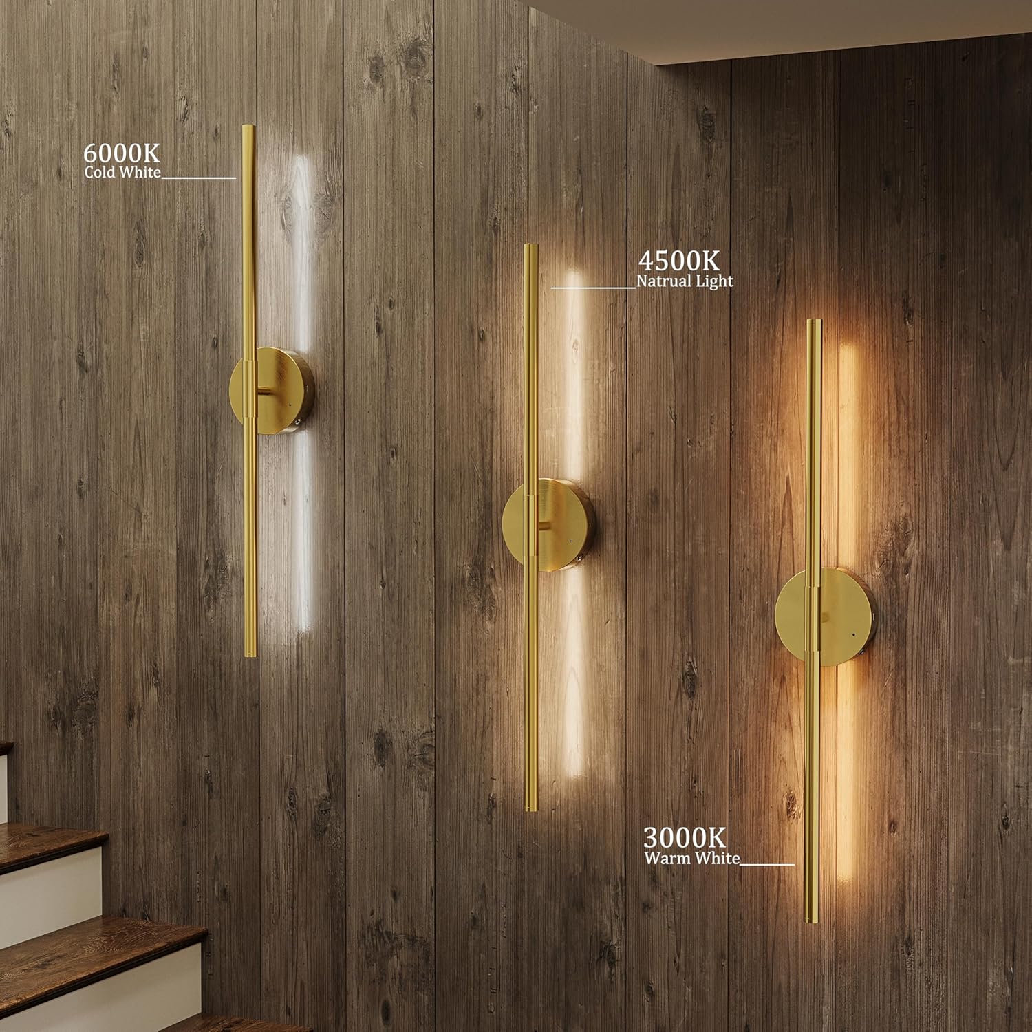 40 Inch Battery Operated Wall Sconce Set of 2-8000mAh, Rechargeable, Dimmable, 3000K-6000K, Remote, Touch Control, Timer, 350° Rotate, LED Wall Lamps for Living Room, Bedroom, Gold
