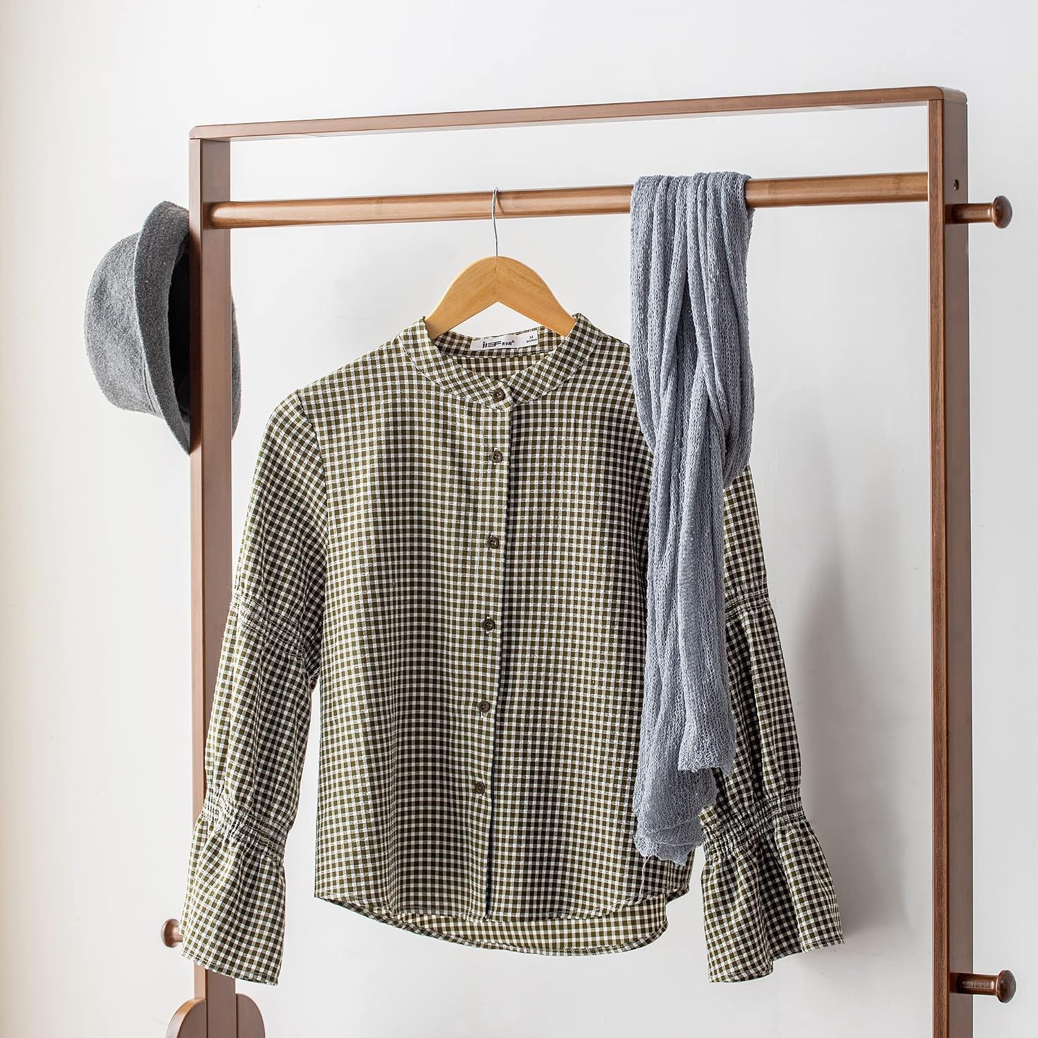 Bamboo Wooden Garment Rack Freestanding Closet Organizers and Storage Drawers with Seat&Hooks, Coat Rack, Open Wardrobe for Entryway and Bed Room Storage (32.9(L) x 13(W) x 66.5(H))