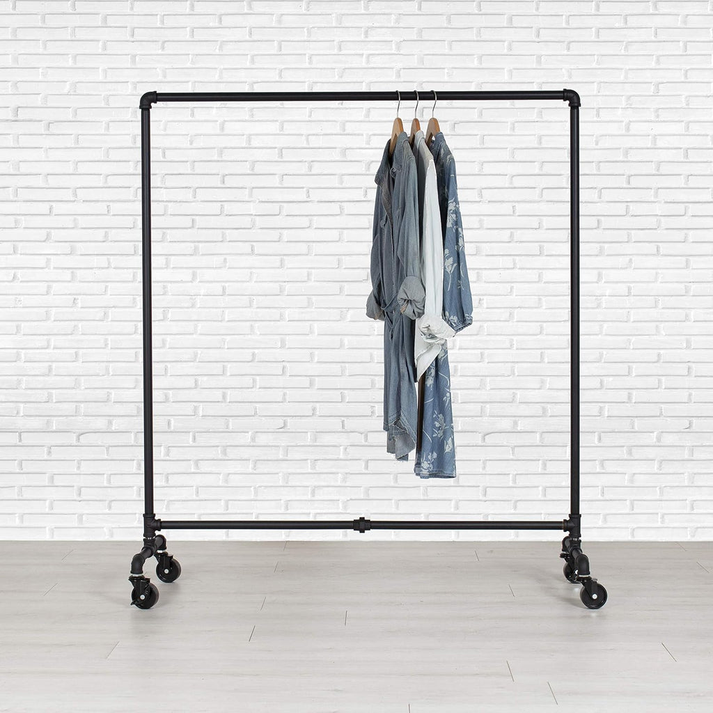 Industrial Pipe Heavy-Duty Rolling Clothing Rack