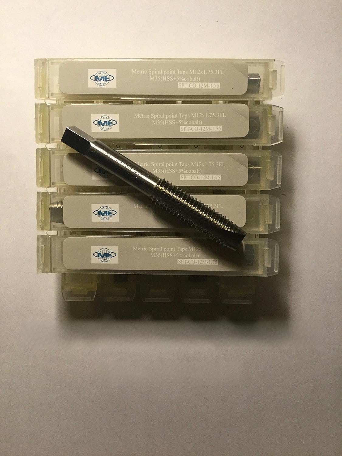 10 pcs Metric Spiral Point Taps M12x1.75-12mm x 1.75mm - M35 (HSS+5% Cobalt) - 3 Flute