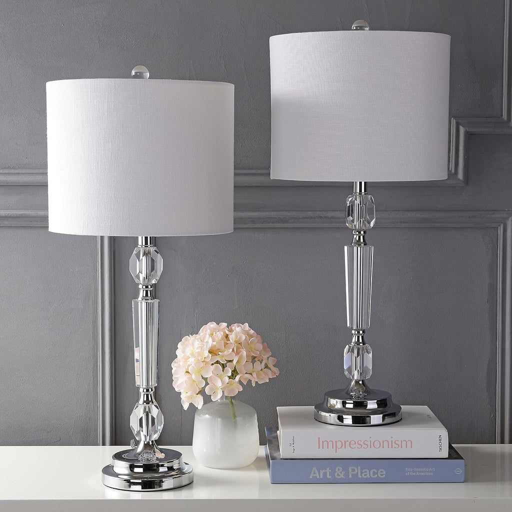 Eyely EYL2047A-SET2 Cox 27' Crystal LED Table Lamp for Reading Room, Living Room, Office, Bedroom, Modern, Contemporary, Traditional, Clear (Set of 2)